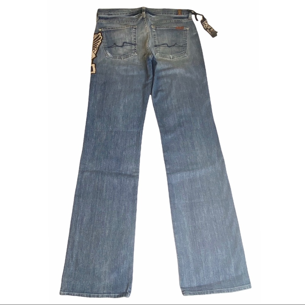 HTF: 7 For All Mankind® x Great China Wall ☻︎ 7 Leather Patch Standard Jeans ☻ - Picture 2 of 16